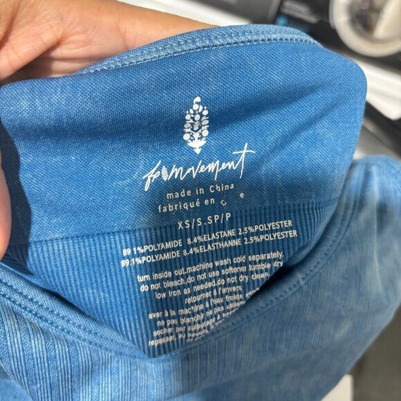 Free People Movement Varsity Tipping Tank Top Blue XS Striped Spaghetti Strap - Picture 4 of 5